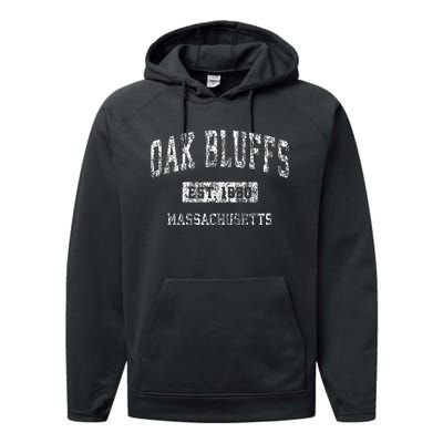 Oak Bluffs Massachusetts Ma Vintage Sports Established Performance Fleece Hoodie