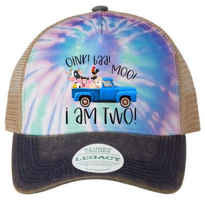 Oink Baa Moo I Am Two Farm Animals Blue Truck Legacy Tie Dye Trucker Hat