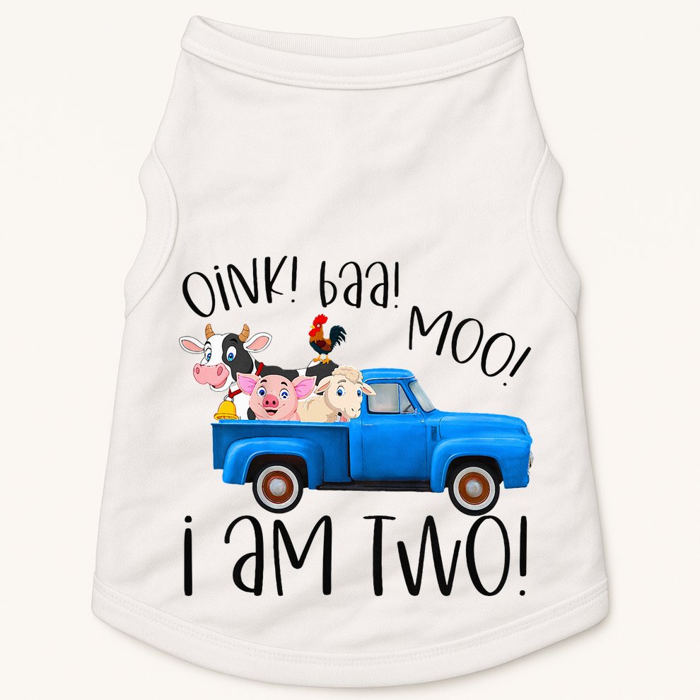 Oink Baa Moo I Am Two Farm Animals Blue Truck Doggie Tank