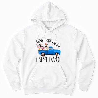 Oink Baa Moo I Am Two Farm Animals Blue Truck Hoodie