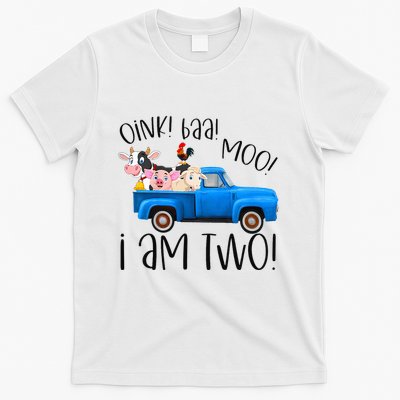 Oink Baa Moo I Am Two Farm Animals Blue Truck T-Shirt