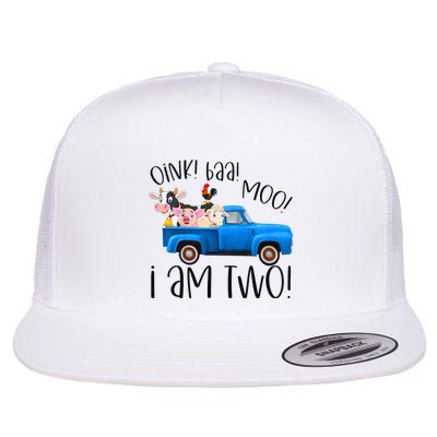 Oink Baa Moo I Am Two Farm Animals Blue Truck Flatbill Hat