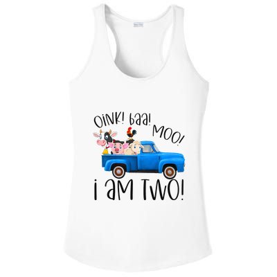 Oink Baa Moo I Am Two Farm Animals Blue Truck Ladies PosiCharge Competitor Racerback Tank