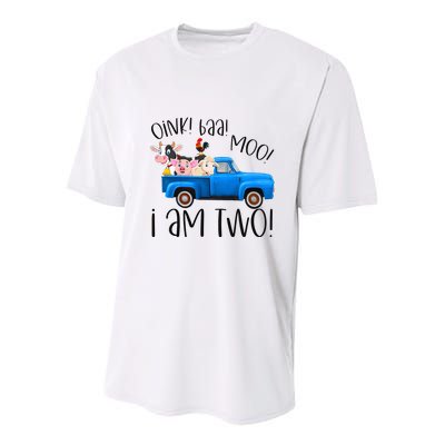 Oink Baa Moo I Am Two Farm Animals Blue Truck Youth Performance Sprint T-Shirt