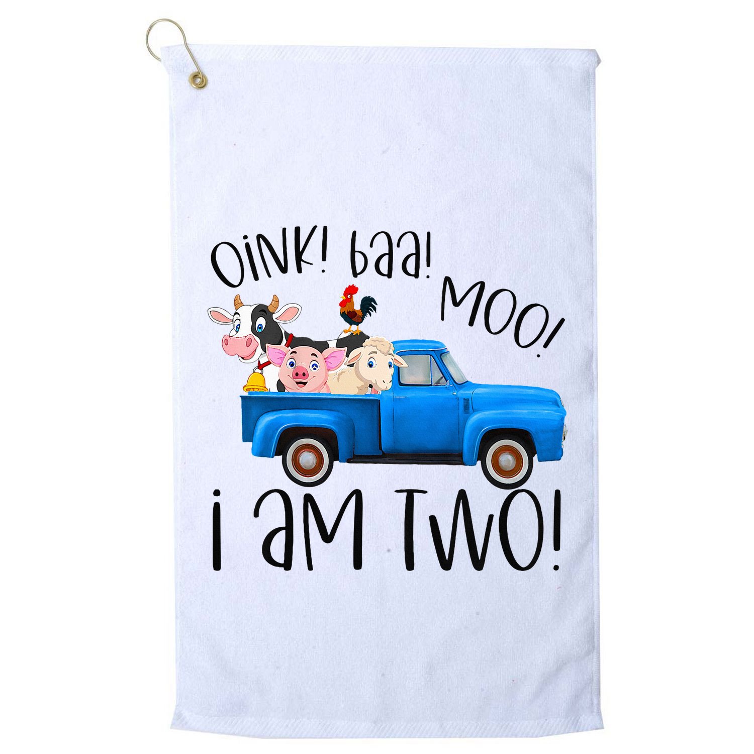 Oink Baa Moo I Am Two Farm Animals Blue Truck Golf Towel