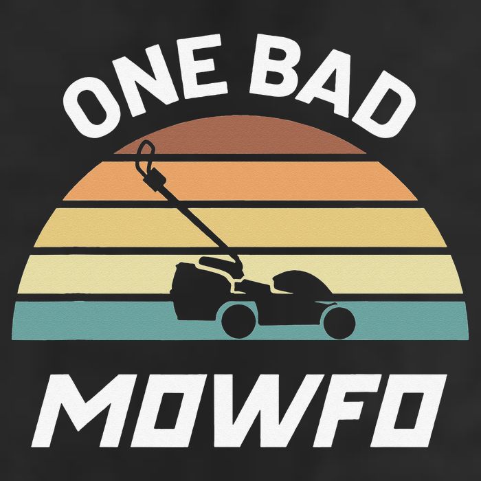 One Bad Mowfo Funny Lawn Care Mowing Gardener Father's Day 7 Panel Mesh Trucker Snapback Hat