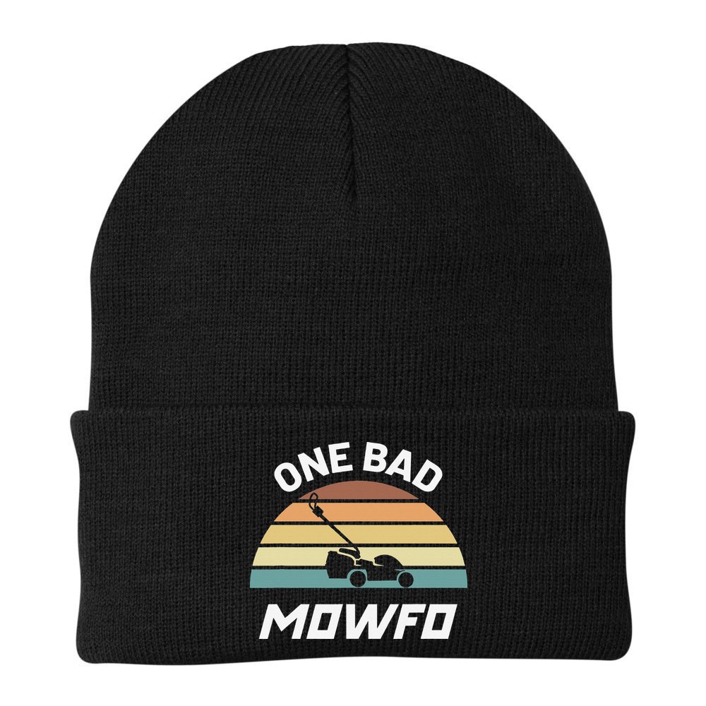 One Bad Mowfo Funny Lawn Care Mowing Gardener Father's Day Beanie