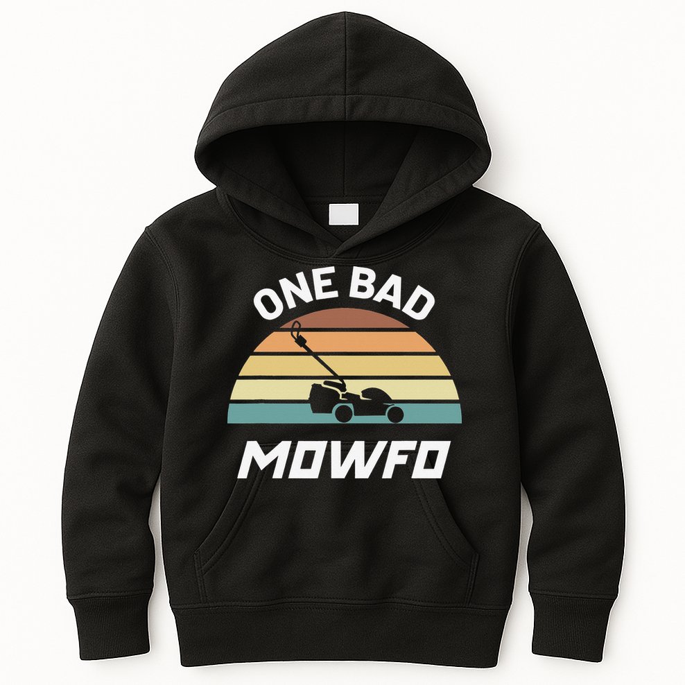 One Bad Mowfo Funny Lawn Care Mowing Gardener Father's Day Kids Hoodie