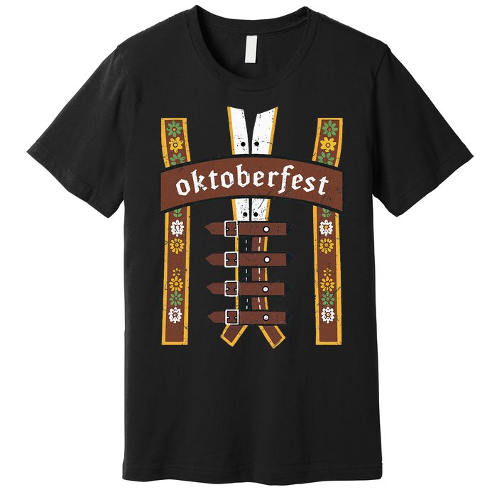 Oktoberfest Bavarian Munich Beer Lederhosen Suspenders Premium T-Shirt