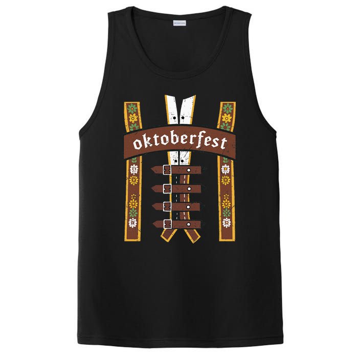 Oktoberfest Bavarian Munich Beer Lederhosen Suspenders PosiCharge Competitor Tank