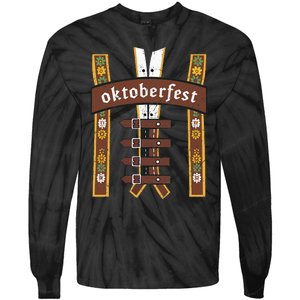 Oktoberfest Bavarian Munich Beer Lederhosen Suspenders Tie-Dye Long Sleeve Shirt