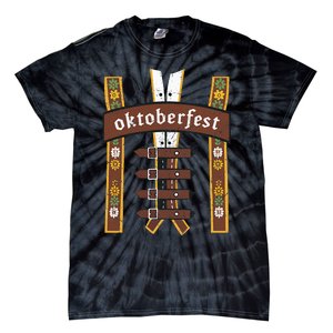 Oktoberfest Bavarian Munich Beer Lederhosen Suspenders Tie-Dye T-Shirt