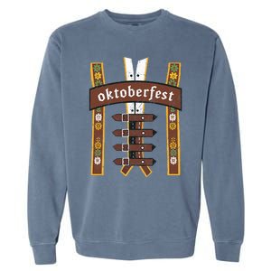 Oktoberfest Bavarian Munich Beer Lederhosen Suspenders Garment-Dyed Sweatshirt