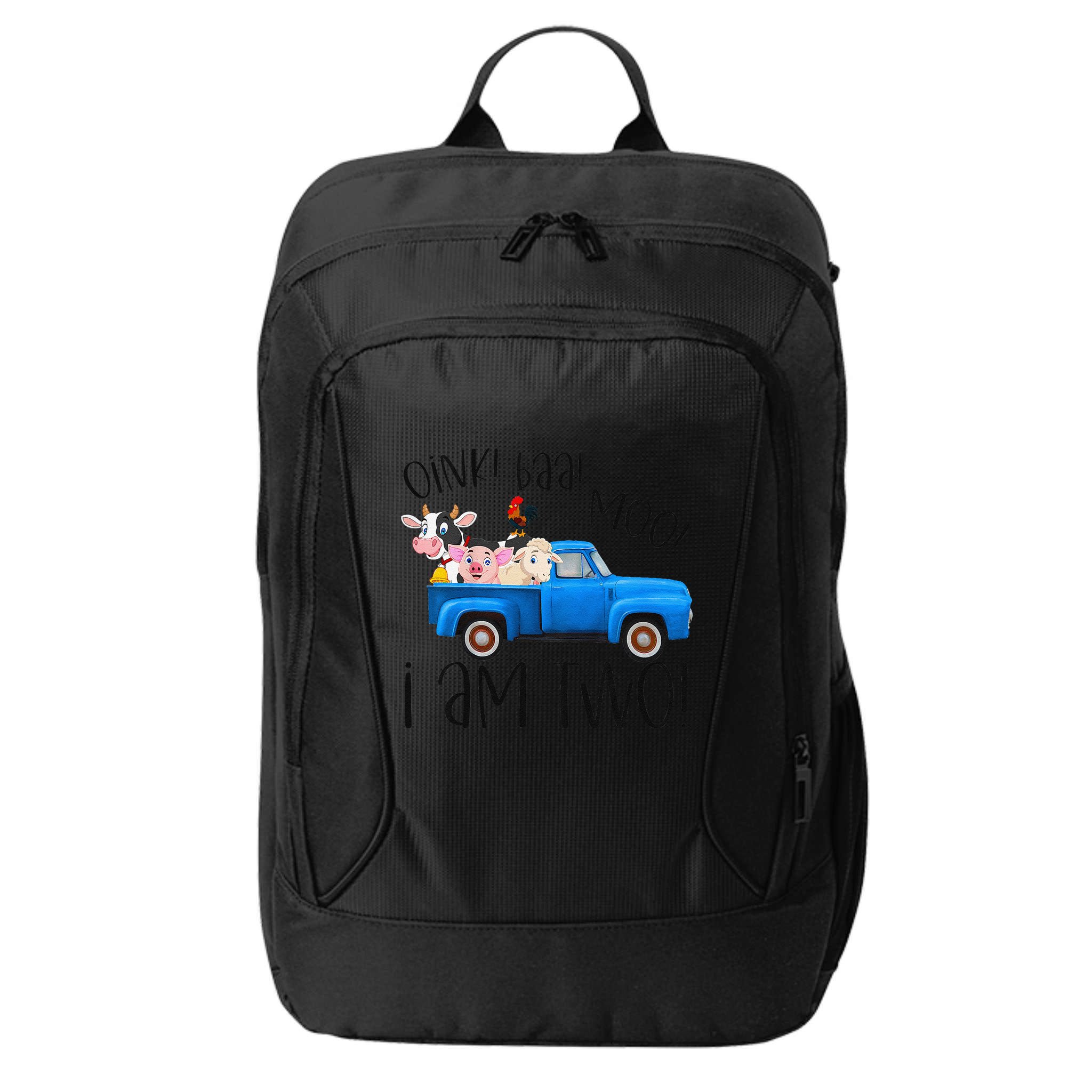Oink Baa Moo I Am Two Farm Animals Blue Truck Birthday Boy City Backpack