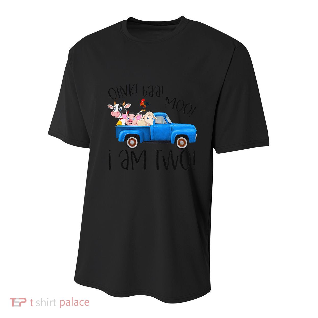 Oink Baa Moo I Am Two Farm Animals Blue Truck Birthday Boy Youth Performance Sprint T-Shirt