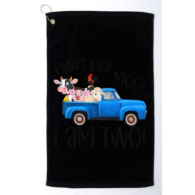 Oink Baa Moo I Am Two Farm Animals Blue Truck Birthday Boy Golf Towel