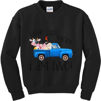 Oink Baa Moo I Am Two Farm Animals Blue Truck Birthday Boy Kids Sweatshirt