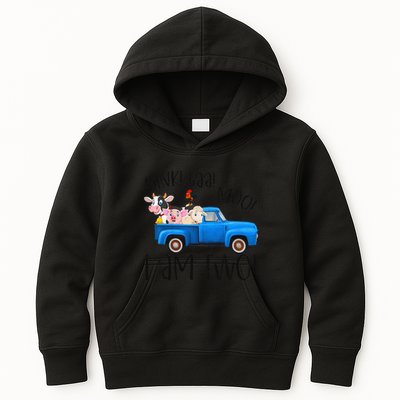 Oink Baa Moo I Am Two Farm Animals Blue Truck Birthday Boy Kids Hoodie