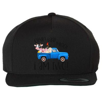 Oink Baa Moo I Am Two Farm Animals Blue Truck Birthday Boy Wool Snapback Cap