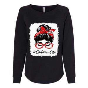 Optician Bleached Messy Bun Appreciation Day For Work Womens California Wash Sweatshirt