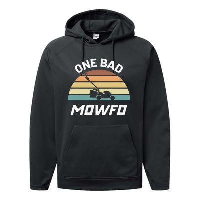 One Bad Mowfo Funny Lawn Care Mowing Gardener Father's Day Performance Fleece Hoodie