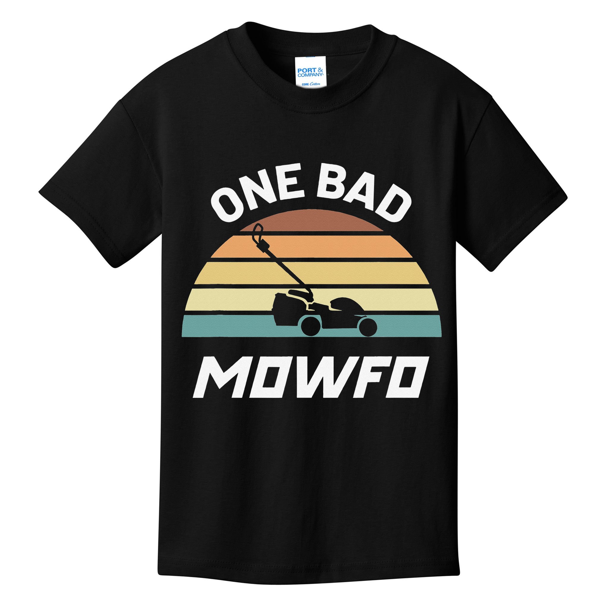 One Bad Mowfo Funny Lawn Care Mowing Gardener Father's Day Kids T-Shirt