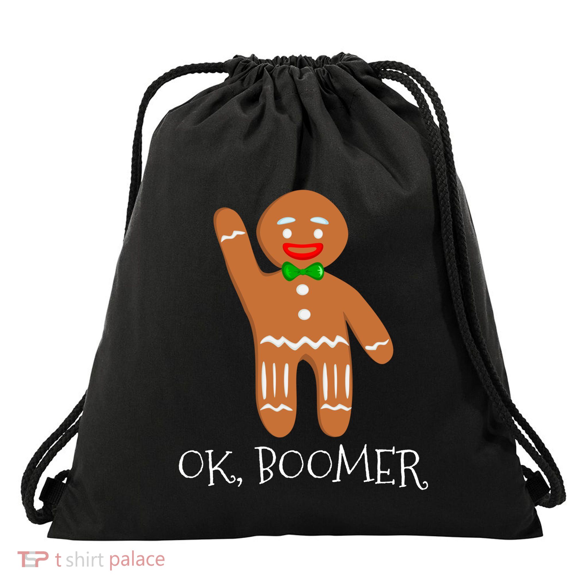 Ok Boomer Meme Millennials Gen Z Funny Xmas Gingerbread Gift Drawstring Bag