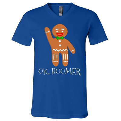 Ok Boomer Meme Millennials Gen Z Funny Xmas Gingerbread Gift V-Neck T-Shirt