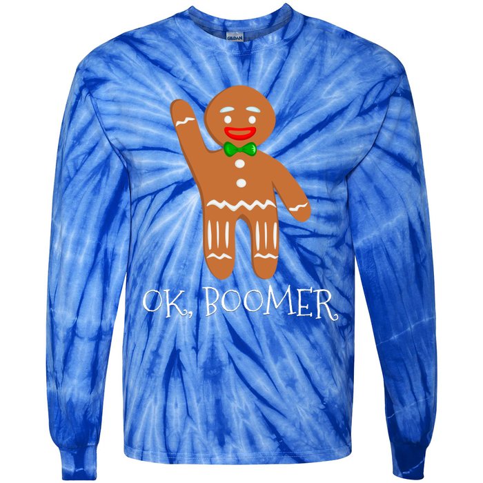 Ok Boomer Meme Millennials Gen Z Funny Xmas Gingerbread Gift Tie-Dye Long Sleeve Shirt