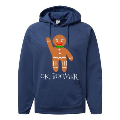 Ok Boomer Meme Millennials Gen Z Funny Xmas Gingerbread Gift Performance Fleece Hoodie