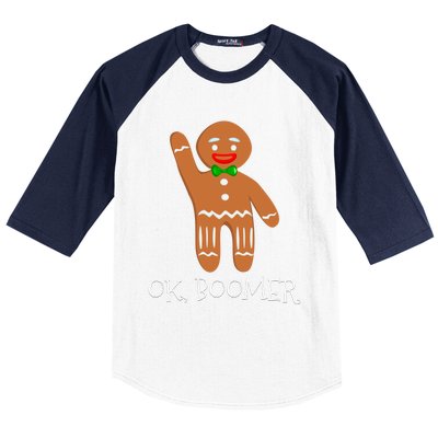 Ok Boomer Meme Millennials Gen Z Funny Xmas Gingerbread Gift Baseball Sleeve Shirt