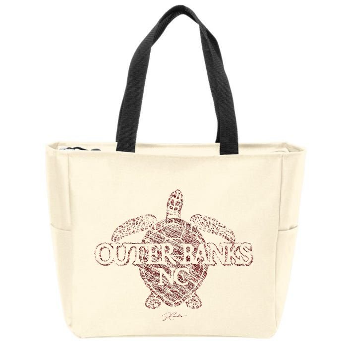 Outer B.A.N.K.S Nc Sea Turtle Zip Tote Bag
