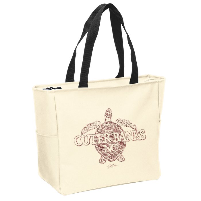 Outer B.A.N.K.S Nc Sea Turtle Zip Tote Bag
