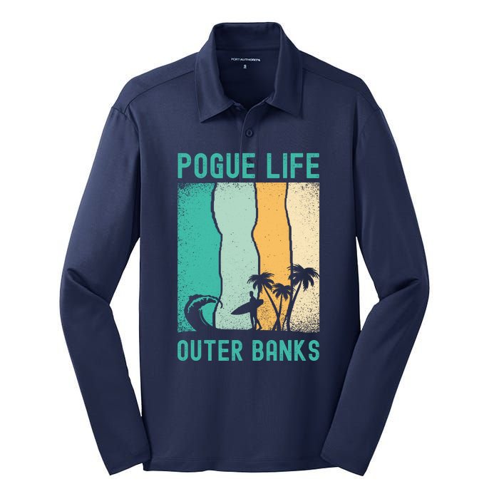 Outer Banks North Carolina NC Beach Silk Touch Performance Long Sleeve Polo