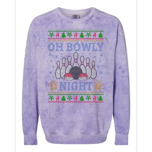 Oh Bowly Night Bowling Ugly Christmas Colorblast Crewneck Sweatshirt