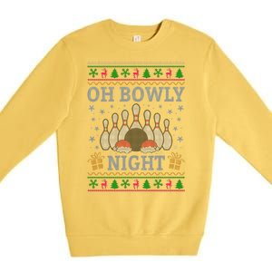 Oh Bowly Night Bowling Ugly Christmas Premium Crewneck Sweatshirt