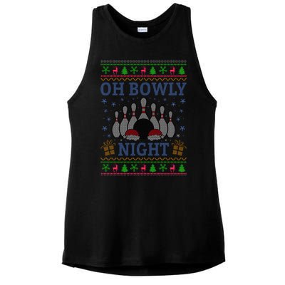 Oh Bowly Night Bowling Ugly Christmas Ladies PosiCharge Tri-Blend Wicking Tank