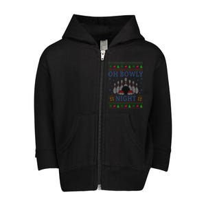 Oh Bowly Night Bowling Ugly Christmas Toddler Zip Fleece Hoodie