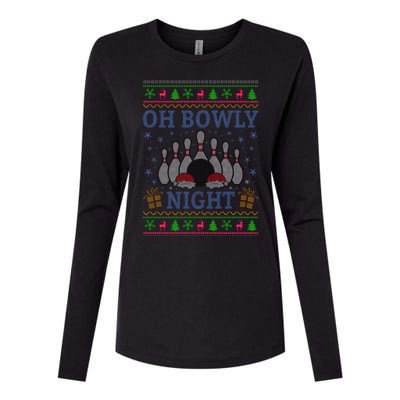 Oh Bowly Night Bowling Ugly Christmas Womens Cotton Relaxed Long Sleeve T-Shirt