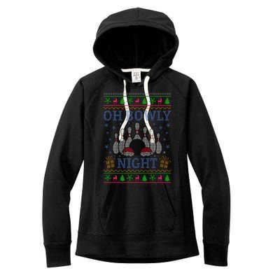 Oh Bowly Night Bowling Ugly Christmas Women's Fleece Hoodie