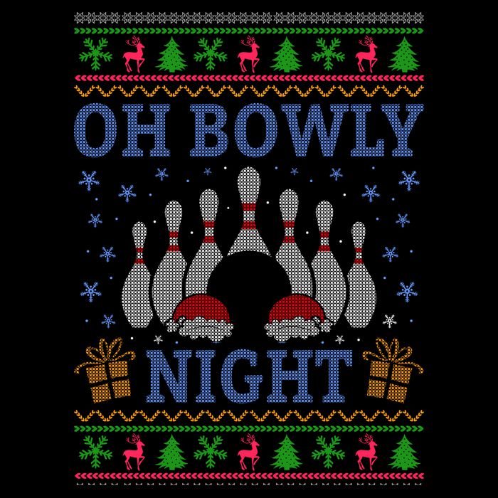 Oh Bowly Night Bowling Ugly Christmas Flatbill Hat