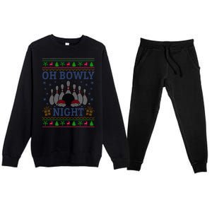 Oh Bowly Night Bowling Ugly Christmas Premium Crewneck Sweatsuit Set