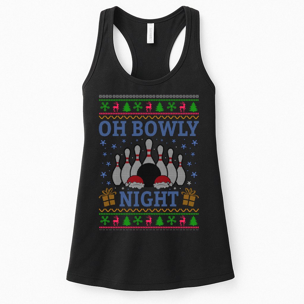 Oh Bowly Night Bowling Ugly Christmas Womens Tank Top