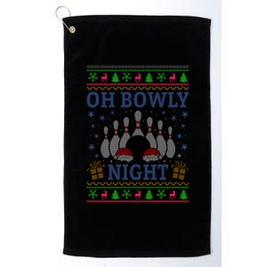 Oh Bowly Night Bowling Ugly Christmas Platinum Collection Golf Towel