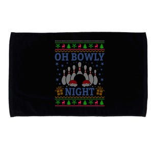 Oh Bowly Night Bowling Ugly Christmas Microfiber Hand Towel