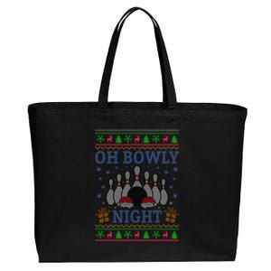 Oh Bowly Night Bowling Ugly Christmas Cotton Canvas Jumbo Tote