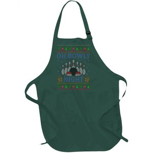 Oh Bowly Night Bowling Ugly Christmas Full-Length Apron With Pockets