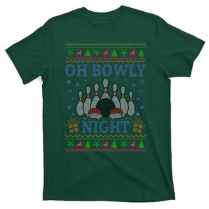 Oh Bowly Night Bowling Ugly Christmas T-Shirt