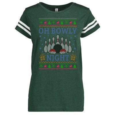 Oh Bowly Night Bowling Ugly Christmas Enza Ladies Jersey Football T-Shirt