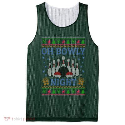 Oh Bowly Night Bowling Ugly Christmas Mesh Reversible Basketball Jersey Tank